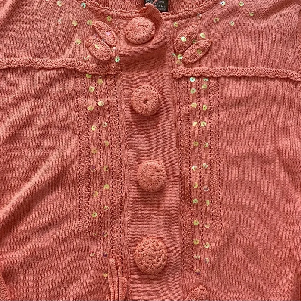 ⭐️3/$25 Bobby Chan Coral Silk Blend Cardigan Sz S - Picture 3 of 7